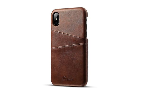 Plånboksfodral för iPhone, 2 kreditkortsfack, slätt syntetiskt läder