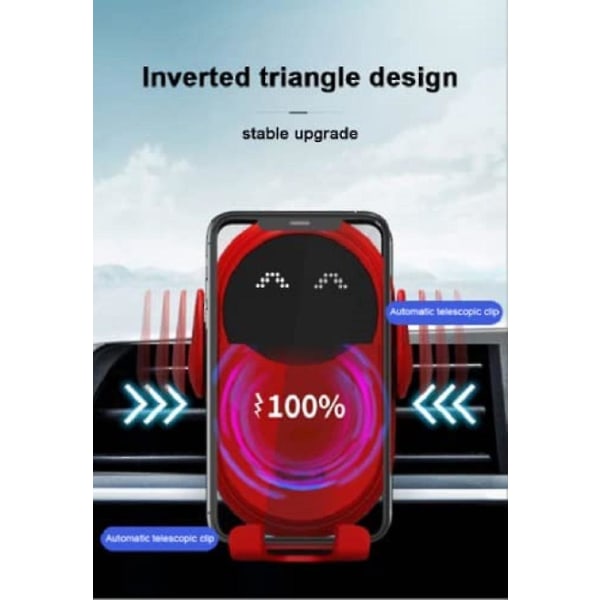 Smart Automatisk Sensor Bil Trådlös Laddare Telefonhållare black