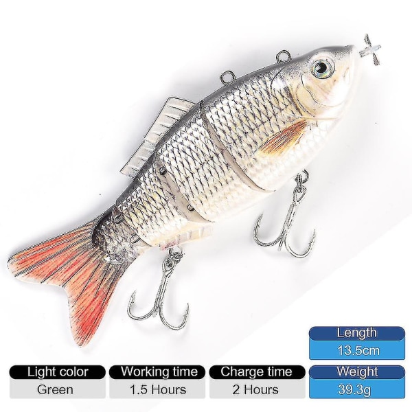 Robotic Swimming Lures Fiske Auto Elektrisk Lokkebete Wobblers For 4-segement Swimbait Usb Oppladbar Blinkende Led Lys, Fiske E