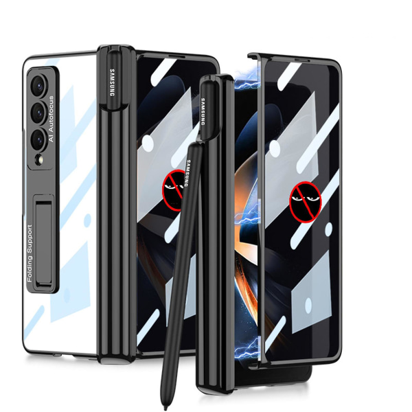 Privacy Anti-Peeping Case , joka on yhteensopiva Samsung Galaxy Z Fold 4:n kanssa, pinnoitettu PC:n magneettinen saranan tukijalustan cover Black For Galaxy Z Fold 4