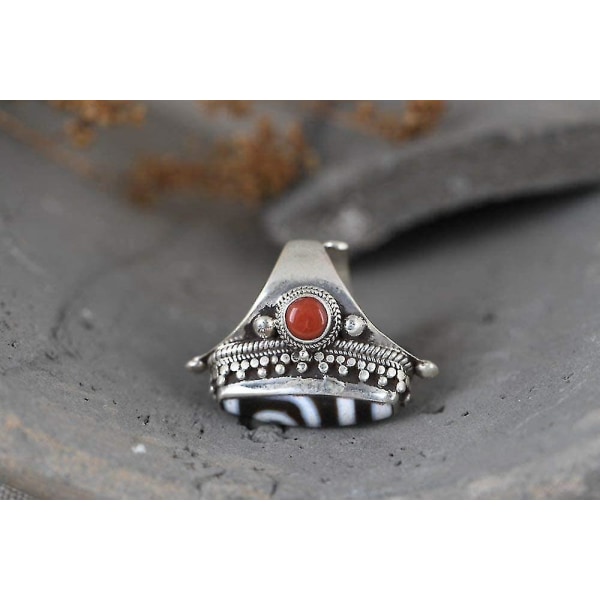 Sølvring, Unik Justerbar Ring, Nepal Amulet Kollektion