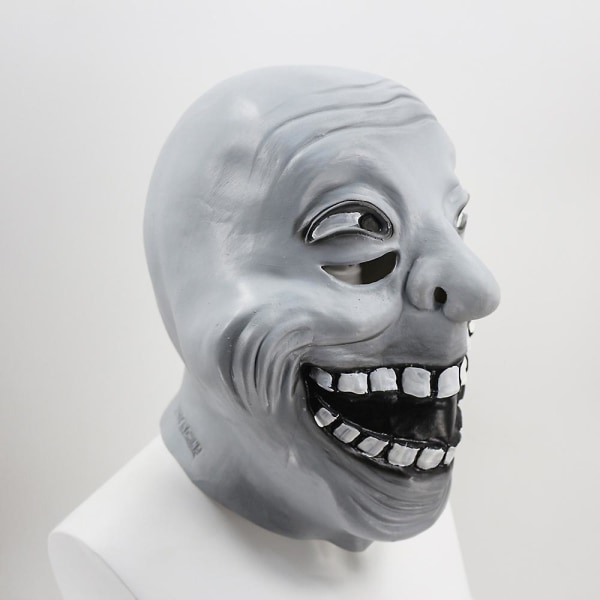 Troll Face Meme Mask Cartoon Full Head Latex Mask Comic Smile Carnival Costume Party Fancy Dress Grå
