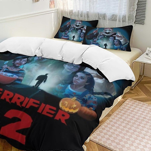x315 Terrifier 3-delt Sengesæt Varmt og Behageligt Blødt Dynebetræk Sengesæt med 1 Dynebetræk og 2 Pudebetræk til Soveværelse b315 135x200cm 53x78in