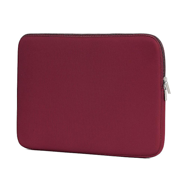 15 tommer vinrød laptop sleeve ensfarvet dobbelt lynlås håndtaske notebook beskyttende etui