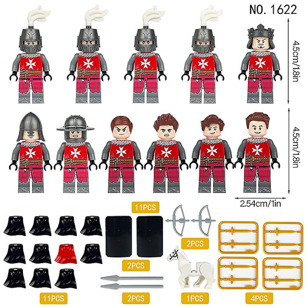 Keskiaikainen sotilasrakennuspalikkahahmot 12 kappaleen setti Keskiaikainen sotilas ja aseet Mini Action Figures Rakennuspalikka Lelut Keräilysarja smc565