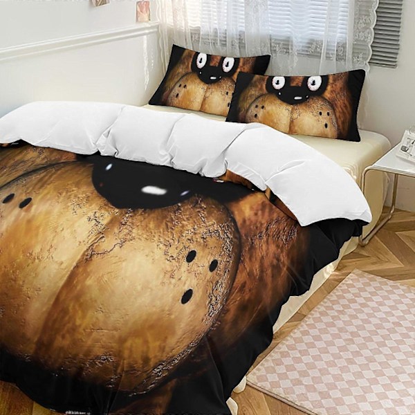 v1250 Five Nightat Freddy Täcke Set Tjockt Mjukt 3-delars Sängklädesset Året Runt Täcke med 2 Örngott för Vuxna Kvinnor Flickor Tonåringar Hemrum 135x200cm 53x78in