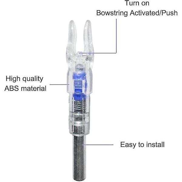 10 stk. bueskydningspile, LED-nock, automatisk tændt nock 6,2 mm LED-lysende pilnockhale til jagt og skydning