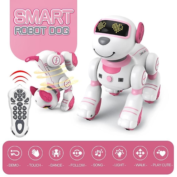 Sjov Rc Robot Elektronisk Hunde Stunt Hund Stemmekommando Programmerbar Touch-sense Musik Sang Robot Hund Pink Legetøj Til piger Gave Fjernbetjening Biler & Tru Blue