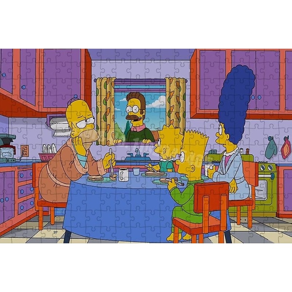 The Simpsons Pussel 35/300/500/1000 bitar Klassiska tecknade pussel för vuxna Barn Pedagogiska monteringsleksaker Familjespel Style F 500PCS