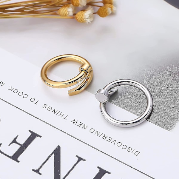Nagelring 18k Gult Guld / Vitt Guld Clou Ring Kärleksring För Kvinnor Födelsedag Julgåvor