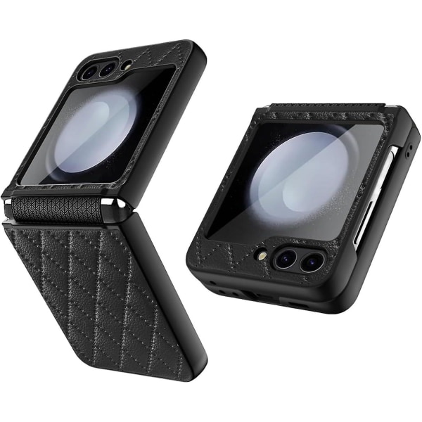 Z Flip 5 case, mjukt case Kompatibel Samaung Galaxy Z Flip 5 med skärmskydd på baksidan, fällbart gångjärnsskydd Black