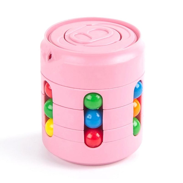 Roterende magisk bønnekube leker Dekompresjonsleker Fingertupp Fidget Magic Cube Pink 1 Pc