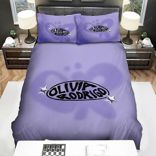 v4840 Sengetøj Olivia Rodrigo Og Sommerfugl Logo Dynebetræk Sæt Børne Sengetøj IU4840 135x200cm 53x78in