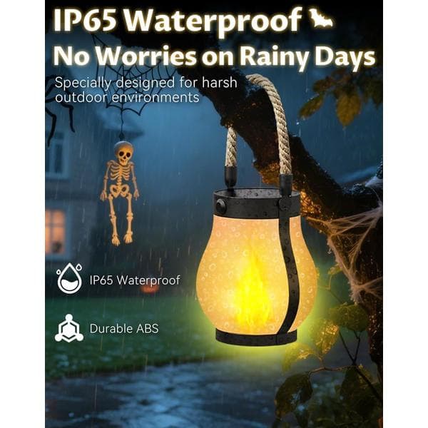 Solar-powered Outdoor Lights with Realistic Flickering Flame Effects; Solar LED Lanterns (2-pack)