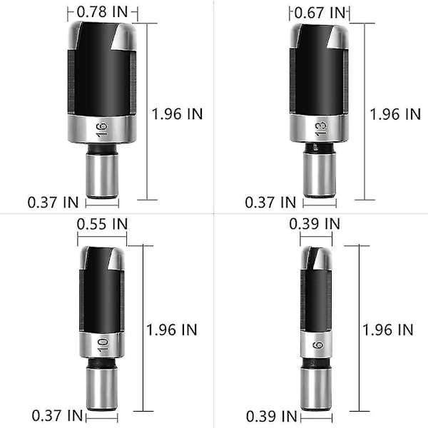 8 stk. Høj kulstofstål bor sæt lige konisk værktøj kork bor 6mm 10mm 13mm 16mm