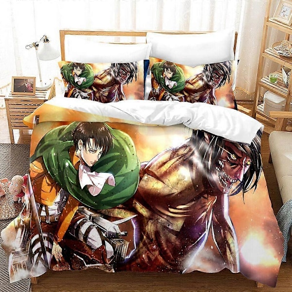 v3710 Sengetøy Attack On Titan Mykt Dynetrekksett Super Soveromsdekor Sengetøy IU3710 240x260cm 94x102in