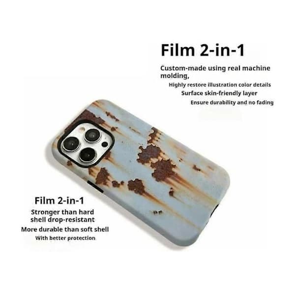 Vintage Rusty Look Case, Rusty Imitation Case Compatible with iPhone 16/15/14 - Perfect Glossy Bright finish apple12plus