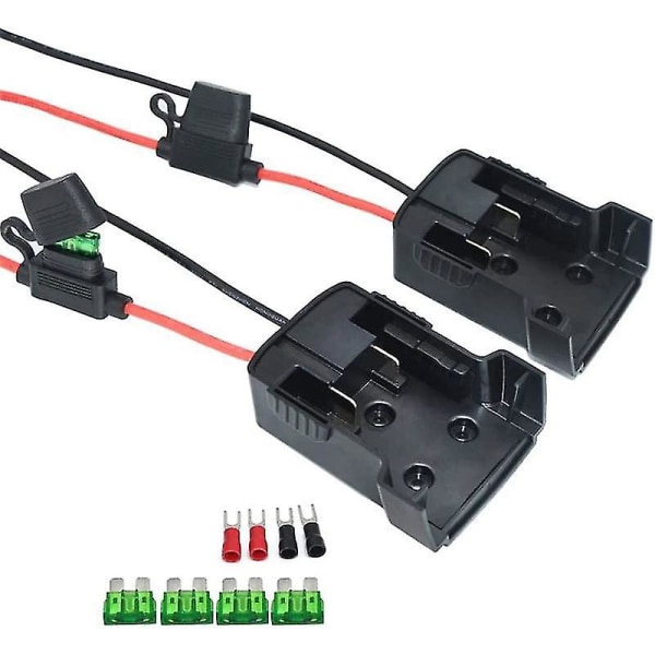 2pcs Power Wheels Upgrade Adapter For Battery Adapter 18v,with Fuse 12awg Wire (black)