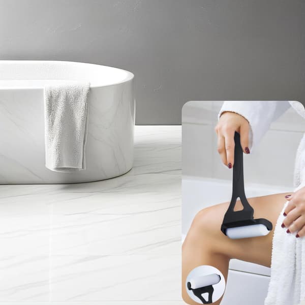 Back Lotion Applicator with Long Handle, 4 Reusable Foam Rollers & Foldable Design for Easy Self-Application, Black Black
