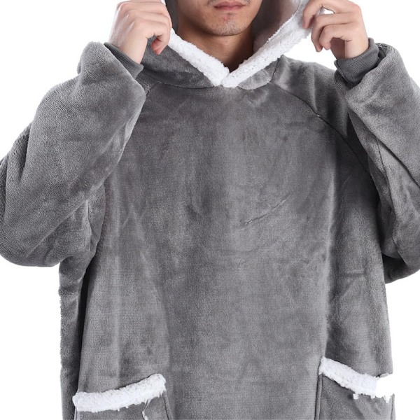 Ekstra lang hettegenser-teppe for kvinner Oversized bærbart teppe Koselig myk komfortabel Sherpa fleece gigantisk bærbart hettegenser-teppe genser (lys grå) light grey