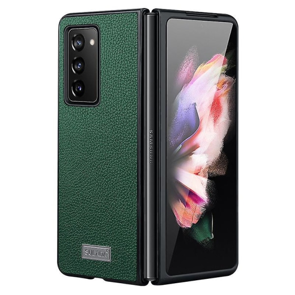 Velbeskyttet Litchi PU-lærbelagt mobildeksel for Samsung W21 5G/Galaxy Z Fold2 5G Green