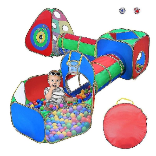 5-i-1 Pop Up Ball Pit Tält Tunnel Barn Baby Spela Toy Target Game