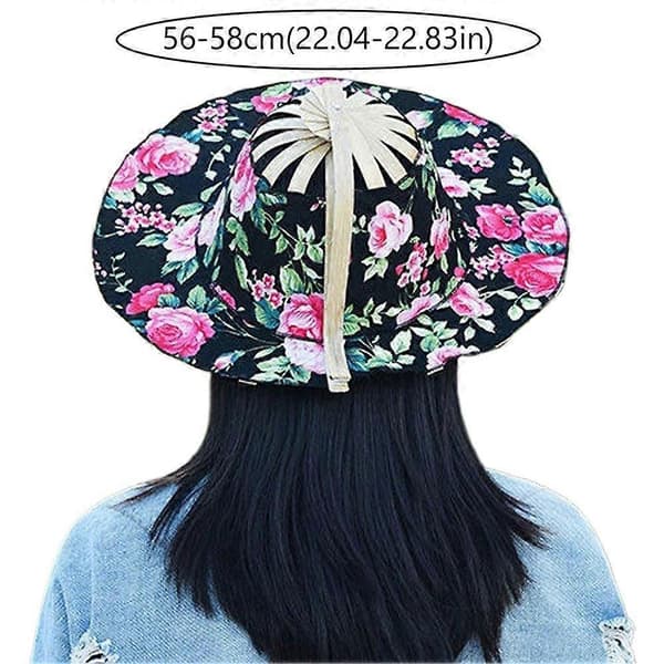 Bambusvifte, sammenleggbar solhatt med bred brem for reise, V4 N0F7 style9 One size