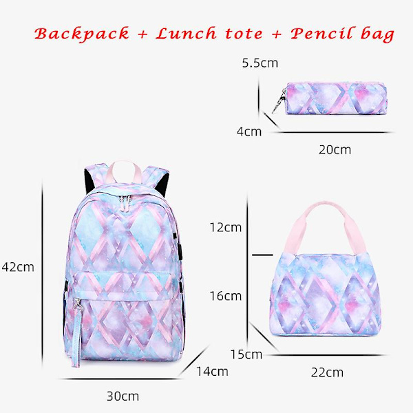 3 st Lilo Stitch Ryggsäck Pojkar Flickor Usb Laddning Skolväska Mochila Tonåring Män Kvinnor Resa Casual Ryggsäckar Set 023