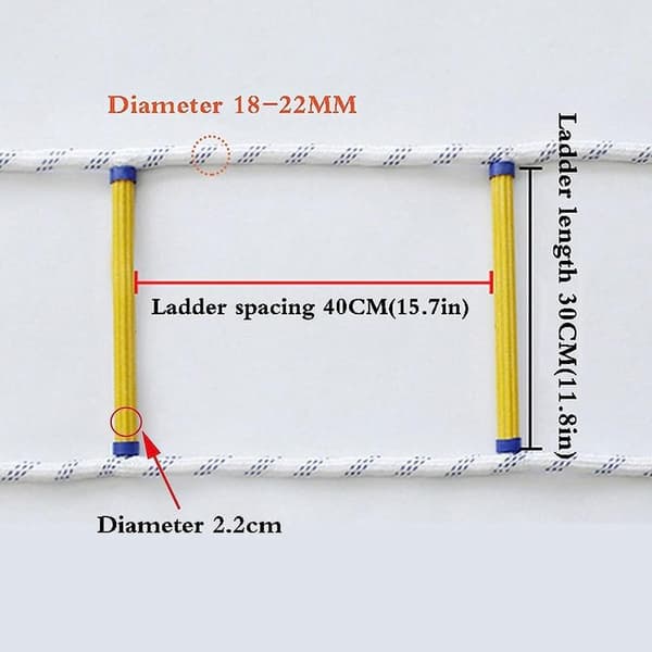 Portable Fireproof Rope Emergency Fire Escape Ladder (Size: 3m/9.8ft), Quick Deployment, Soft Ladder for Adults to Escape Through Windows