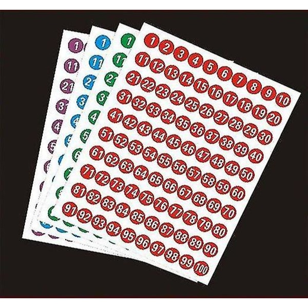 3 cm:n pyöreä pvc-digitaalitarra (1-100) Numerotaulukko Ovilevyn järjestys Tarrakoodi Koneen vaatteiden luokitustestitarra (valkoinen punaisella taustalla)