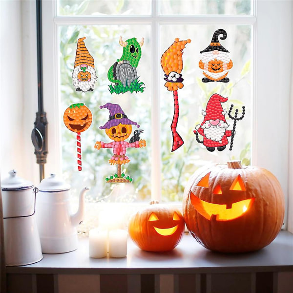 12 stk. Halloween-tema klistermærker Lav dine egne Diy Diamond Painting Stickers Kit Håndværk til børn Voksne Begyndere