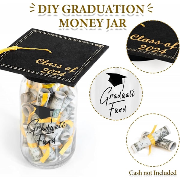 2024 Examensgåvor - DIY Examensgåvor Pengar Fylld Burkgåva och Hatt Kit Grattis Dekoration Festgåvor för Honom Hennes Damer Herrar College High School 1pc