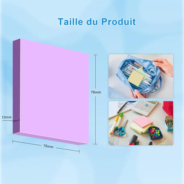500 stk. Selvklæbende Memoblok Sæt Farver Super Sticky Notes Pastel 76mm X 76mm Kontorartikler Skrivemateriale til Studier