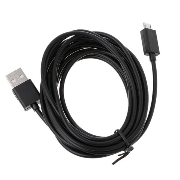 283 cm/9,28 ft Micro USB-strømkabel til PS4-controllere Opladningskabel Linje Micro USB-opladningskabel Sort Sort