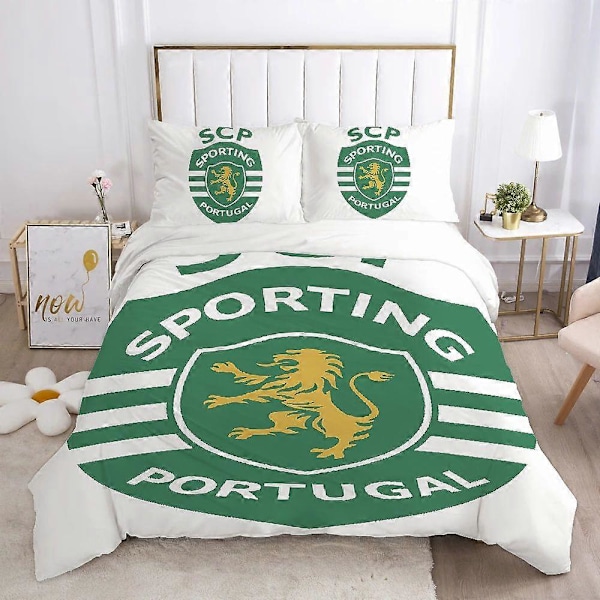v102 Sängkläder Björnöverdrag Dubbelt Täcke Sängkläder Set Påslakan L-lisbons fc Överdrag Queen Täcke Set Quilt Örngott S-sporting-g 3-Delar 200x200cm 78x78in