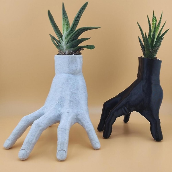 Onsdagar Addams Hand Palm Planter, Blomkruka Suckulent Planter, Resin Cactus Planter, Resin Blomkruka Black