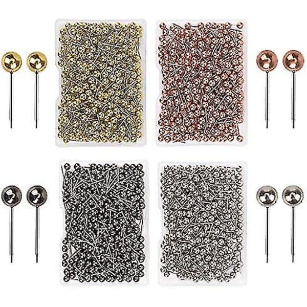 1000 Stykke Push Pins Hovedkort Push Pins Kort Push Pin Hoved Pin Tacks Push Pins Til Korktavle, Stof Markering, 1/8\" Rund Metal Hoved-hao