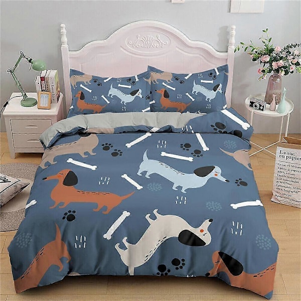 v5635 Sängkläder Tecknad Tax Hund Påslakanset Barn Mjuka Sängkläder Sänglakan IU5635 200x200cm 78x78in