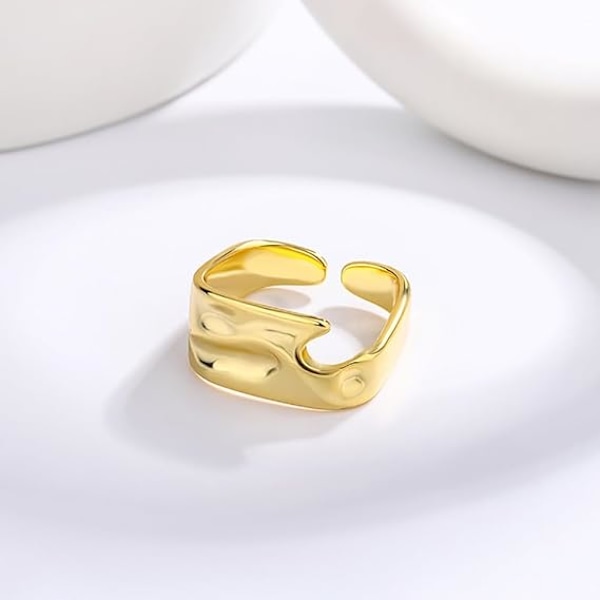 Unik uregelmæssig bred statement ring til kvinder piger minimalistisk geometrisk justerbar stablet åbne fingerringe evighedsløftebånd