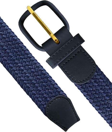 7001 Läderklätt Spänne Vävt Elastiskt Stretch Golfbälte 1-1/4\" (32mm) Brett