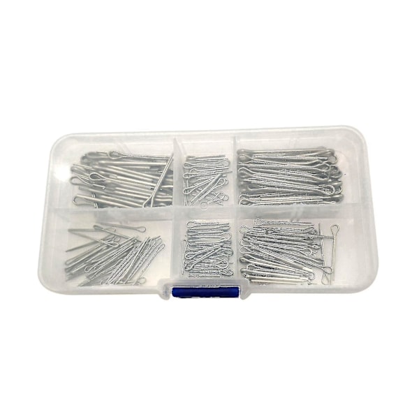 175 st split pins cotter fixering set i olika storlekar, zinkpläterat stål, hårt fodral