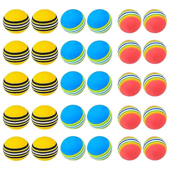 30 stk golfballer EVA golf treningsballer golf treningsballer golf myke baller for innendørs utendørs golfpraksis yellow  blue  red