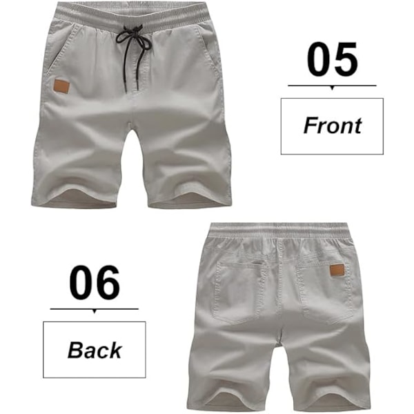 Herre Casual Shorts Bomull Snøring Sommer Strand Stretch Twill Chino Kortbukse L Gray