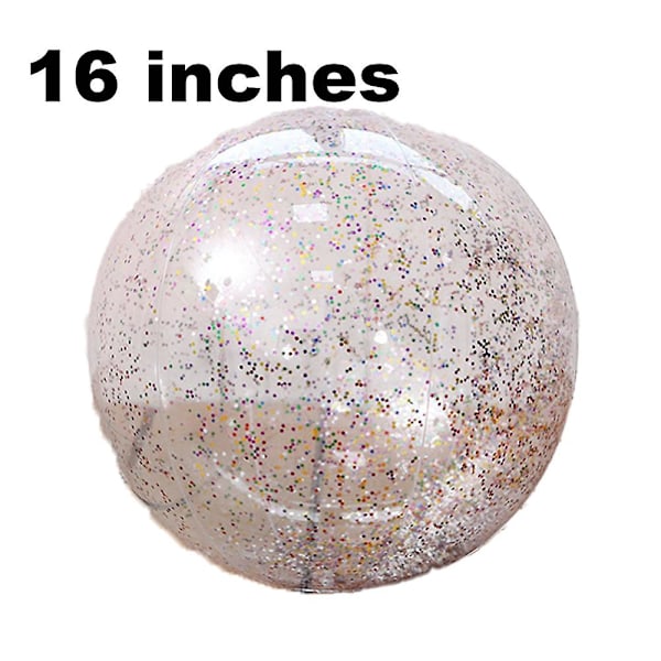 Uppblåsbar strandboll Sequin strandbollar Konfettiglitter Genomskinlig strandboll Simbassängleksaker-transparent