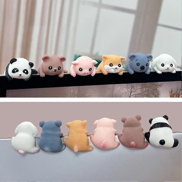 Søte dyrefigurer Dataskjerm Topper Skrivebordspynt Kontordekor panda 1PC