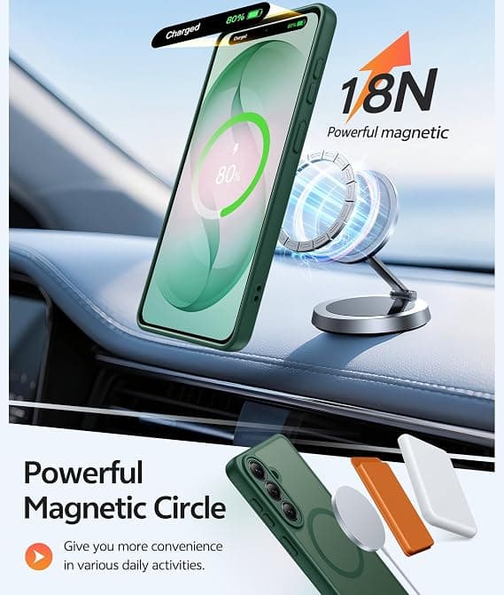 FNTCASE for Samsung Galaxy S26 Plus Case with Screen Protector, MagSafe Compatible, Translucent Matte, Full Camera Protection, Shockproof Green