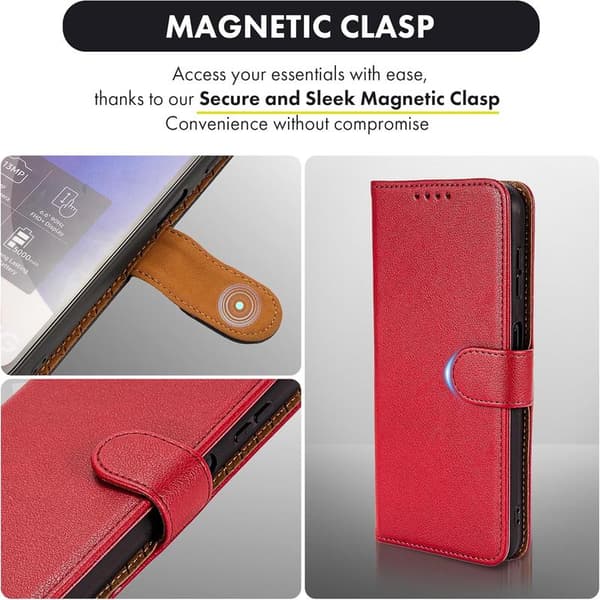 Samsung A15 Phone Case - Leather Wallet Case with [RFID Blocking] Shockproof [Kickstand] for Samsung Galaxy A15 5G Red