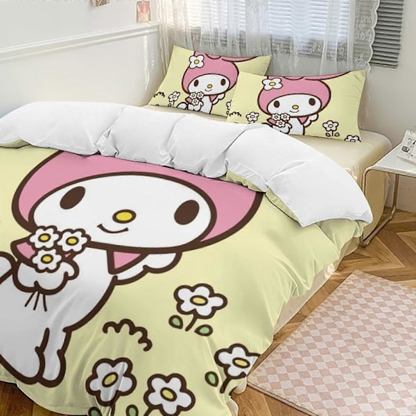 v1302 Sanrio Quilt Set Tjockt Mjukt 3-delars Sängklädesset Året Runt Täcke med 2 Örngott för Vuxna Kvinnor Flickor Tonåringar Hem Rum Inredning io1302 200x200cm 78x78in