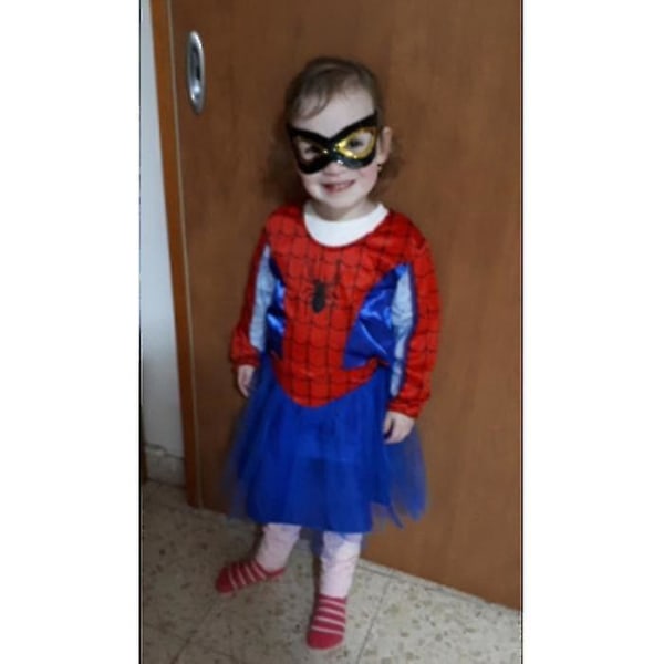 Jente Spider Girl Kostyme Dress Up Superhelt Spider Man Fancy Dress Langarmet-rosa eller rød Blue XL