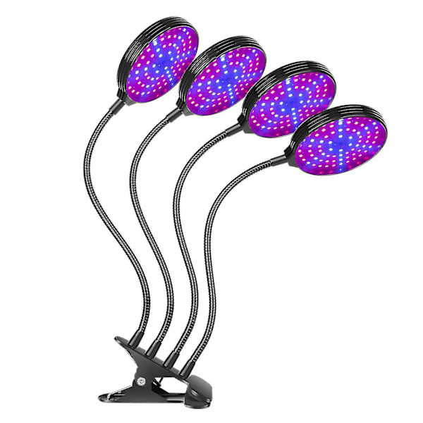 Led-kasvilamppu sisäkasveille 60w 4-pää punainen ja sininen ledit automaattinen päälle ja pois päältä 4/ 8/ 12h ajastimella 3 valotilaa 5 kirkkaustasoa Ip66 vedenpitävä pidike-